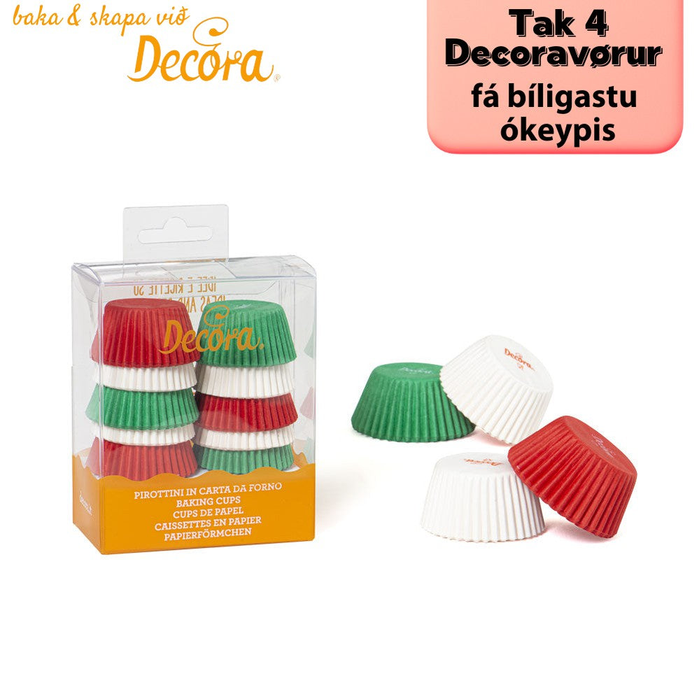 Decora Muffinsformar hvíttir grønir reyðir 200stk 32X22mm