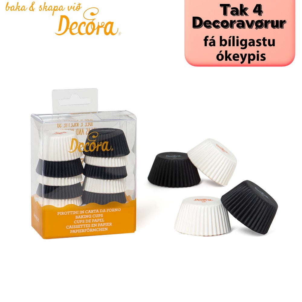 Decora Muffinsformar svartir / hvítir 200 stk 32X22mm