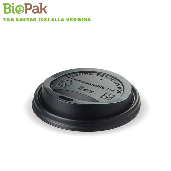 Biopak lok 50stk t/36cl PLA bikar svart