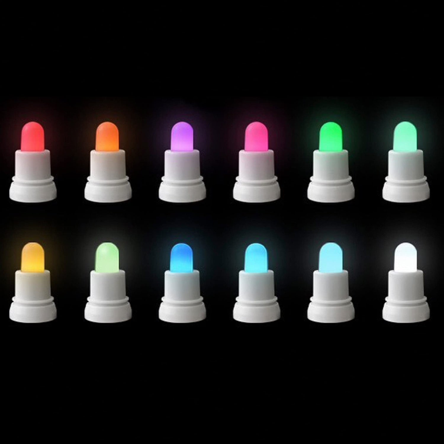 LED sett v/12lampum multi colour+heithvítt 7x4cm