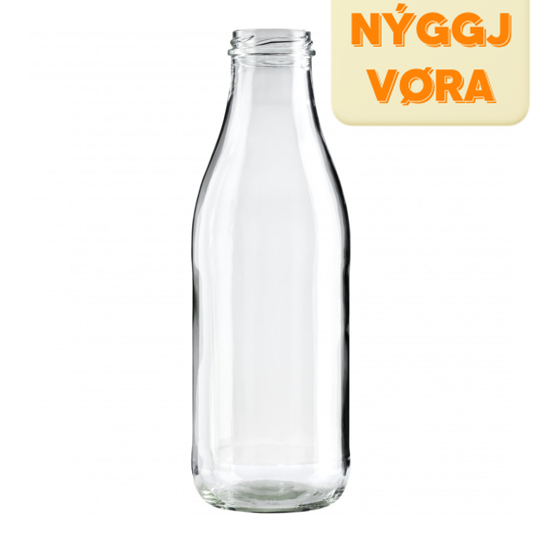 Fløska glas 1L v/lok TO48