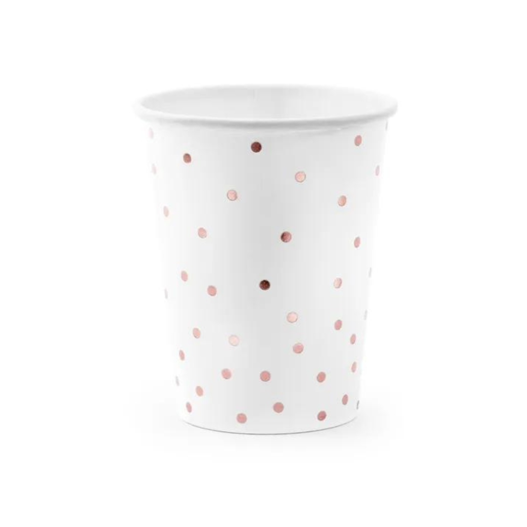 Partydeco Pappbikur 26cl Polka Dots Hvítt