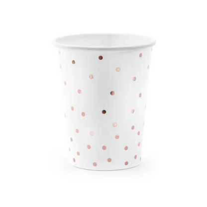 Partydeco Pappbikur 26cl Polka Dots Hvítt