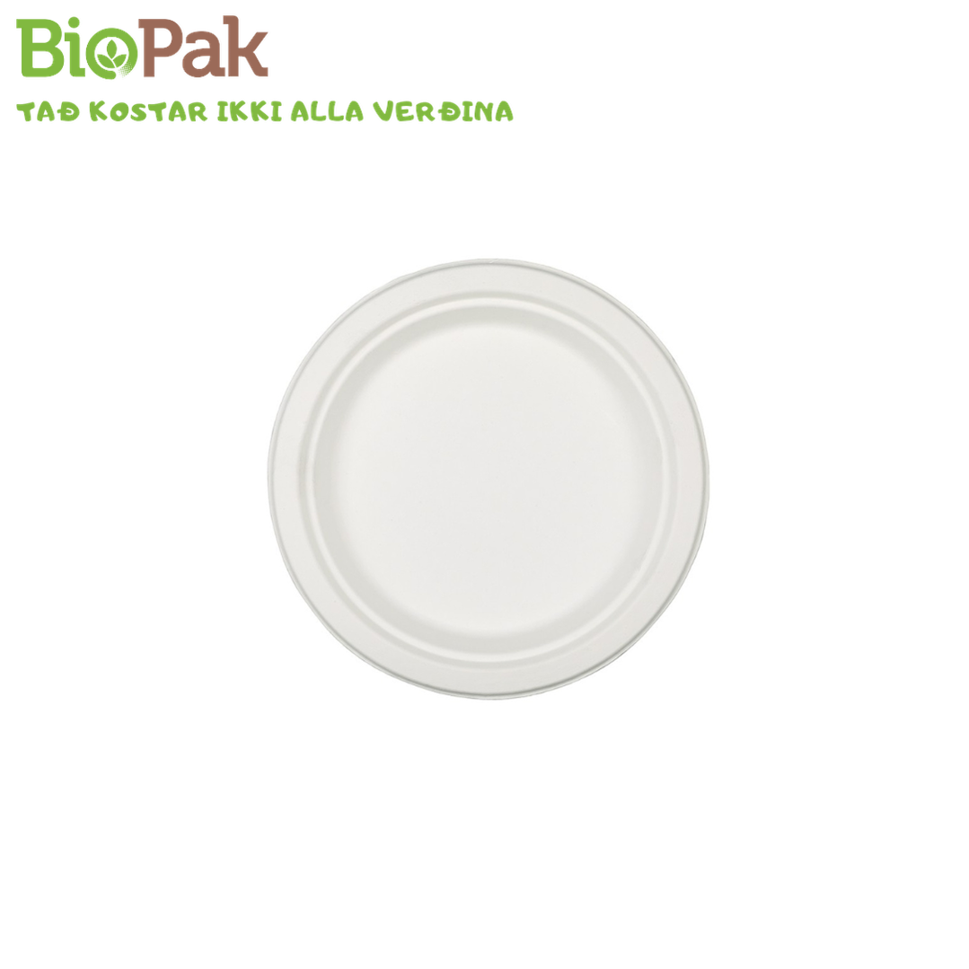 Tallerkar Ø23cm 125stk Bagasse Kompost Biopak